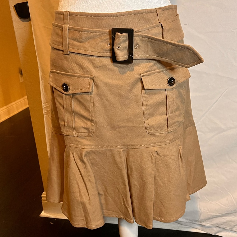 NWT New York and Company Belted Cargo Flare Skirt Size 10